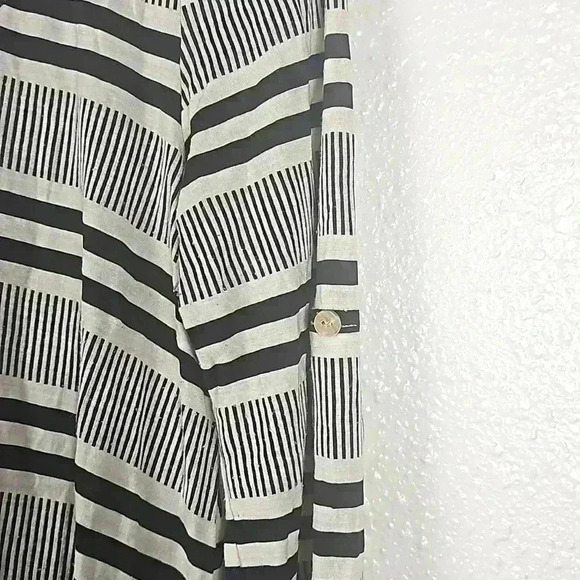 Max Studio Striped Long Sleeve V Neck Shirt - Picture 5 of 7